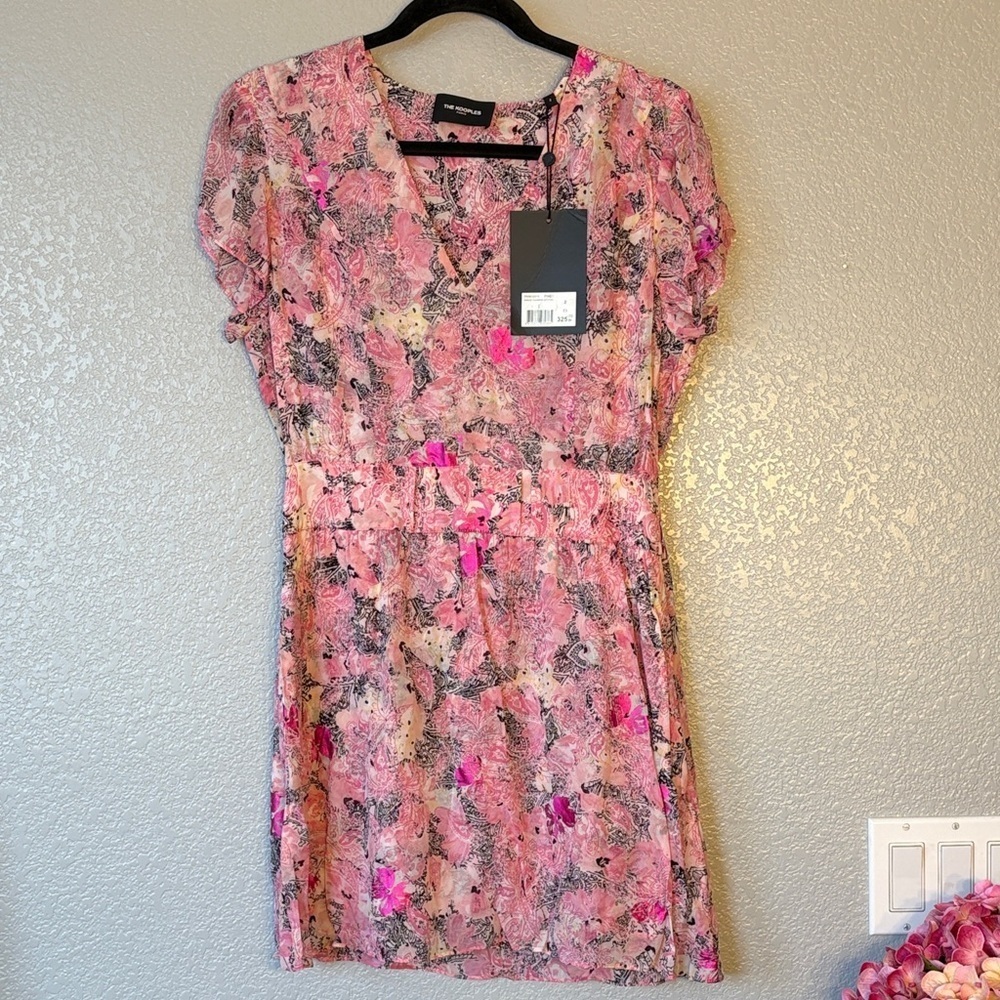 The Kooples Floral Pink and Black Mini Dress